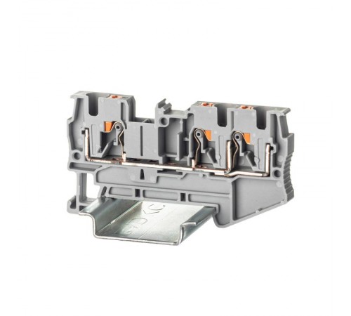 Клемма проходная, зажим push-in, 3 точки подключения, 4 кв.мм, серая  VPR-4-TWIN-GY  DKC