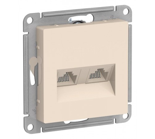AtlasDesign Бежевый Розетка 2-ая компьютерная RJ45+RJ45, кат.5E, механизм  ATN000285  SE