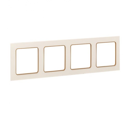 Стокгольм Рамка 4-местная белая с линией цвета шампань PROxima  EAM-G-303-20  EKF