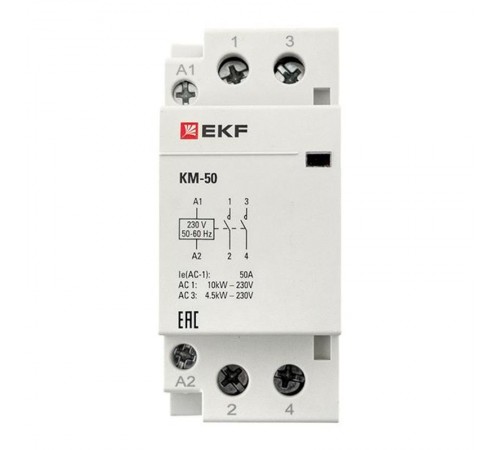 Контактор модульный КМ 50А 2NО (2 мод.) EKF PROxima  km-2-50-20  EKF