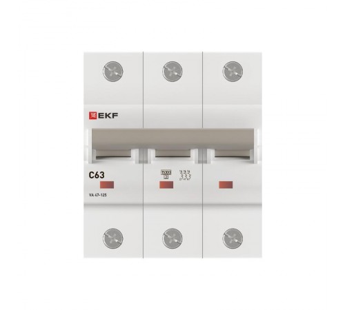 Выключатель автоматический ВА 47-125 3P 63А (C) 15кА PROXIMA   mcb47125-3-63C  EKF