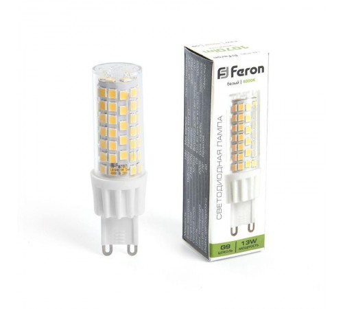 Лампа светодиодная, (13W) 230V G9 4000K JCD, LB-436  38153  FERON
