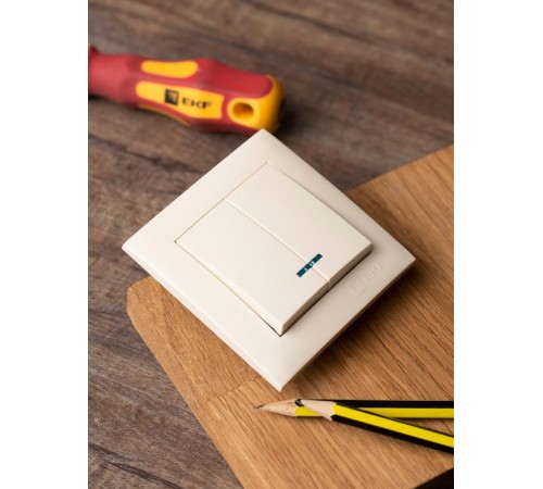 Валенсия выключатель 2-кл. 10А кремовый с индикатором EKF PROxima   EWV10-123-20   EKF