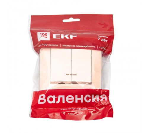 Валенсия выключатель 2-кл. 10А кремовый с индикатором EKF PROxima   EWV10-123-20   EKF