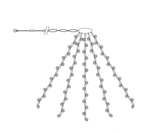 Гирлянда елочная , 210 диодов  5000К, CL91   7 веток (3м) + 4м зеленый шнур, IP44  32375  FERON