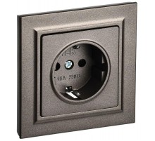 BRITE Розетка с заземлением со шторками 16А в сборе РСР14-1-0-БрТБ темная бронза  BR-R14-16-K45-F  IEK