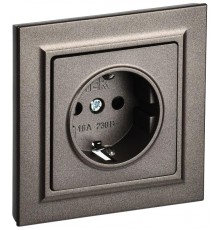 BRITE Розетка с заземлением со шторками 16А в сборе РСР14-1-0-БрТБ темная бронза  BR-R14-16-K45-F  IEK