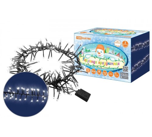 Гирлянда светодиодная "Мишура" 3 м, 320LED, белый, 8 режимов, 250 В, IP20  SQ0361-0091  TDM