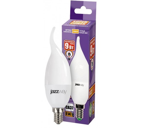 Лампа светодиодная LED 9Вт E14 230В 3000К PLED- SP CA37  2859518A  Jazzway