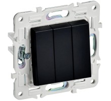 SKANDY Выключатель 3-клавишный 10А SK-V11Bl черный  SK-V30-0-10-K02  IEK