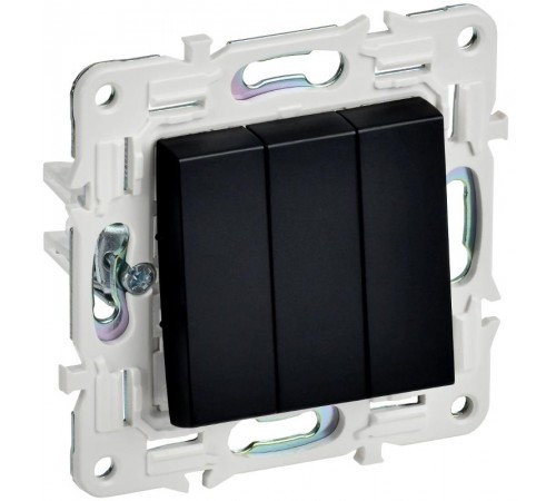 SKANDY Выключатель 3-клавишный 10А SK-V11Bl черный  SK-V30-0-10-K02  IEK