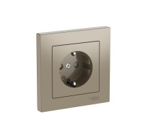 AtlasDesign Шампань Розетка с заземлением со шторками, 16А, (в сборе с рамкой), быстрозажимные клеммы  ATN000544S  SE