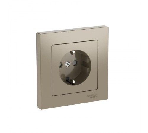 AtlasDesign Шампань Розетка с заземлением со шторками, 16А, (в сборе с рамкой), быстрозажимные клеммы  ATN000544S  SE