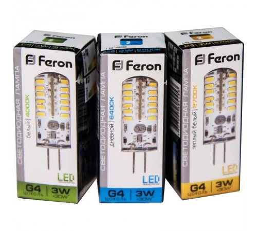 Лампа светодиодная LB-422 (3W) 12V G4 2700K капсула силикон 11x38mm  25531  FERON