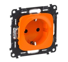 Valena ALLURE Оранжевый Розетка с/з, со шторками, безвин зажим  754981  Legrand
