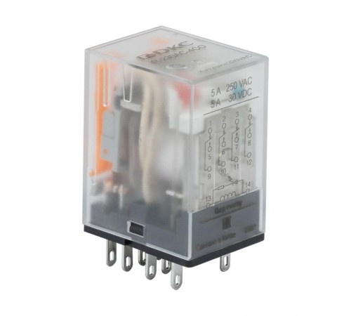 Одиночное реле, 4 перекидных контакта, 230 В AC, до 5 А  IR-230AC-4CO  DKC