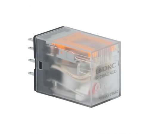 Одиночное реле, 4 перекидных контакта, 230 В AC, до 5 А  IR-230AC-4CO  DKC