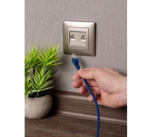 Валенсия лицевая панель розетки RJ-45 2-местная кашемир EKF PROxima   ESK02-L-035-40   EKF