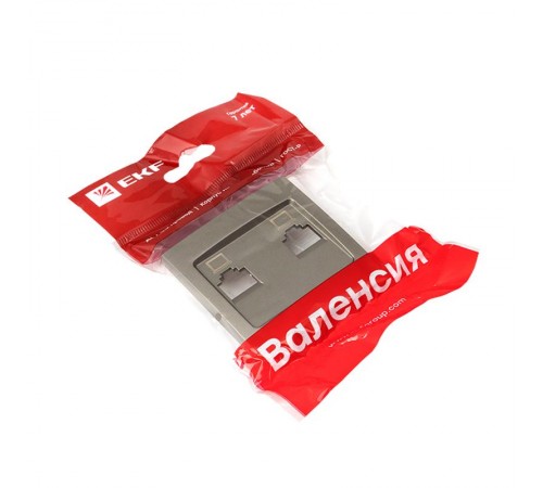Валенсия лицевая панель розетки RJ-45 2-местная кашемир EKF PROxima   ESK02-L-035-40   EKF