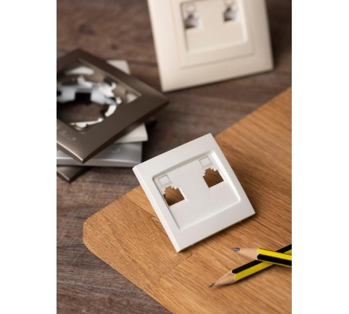 Валенсия лицевая панель розетки RJ-45 2-местная кашемир EKF PROxima   ESK02-L-035-40   EKF