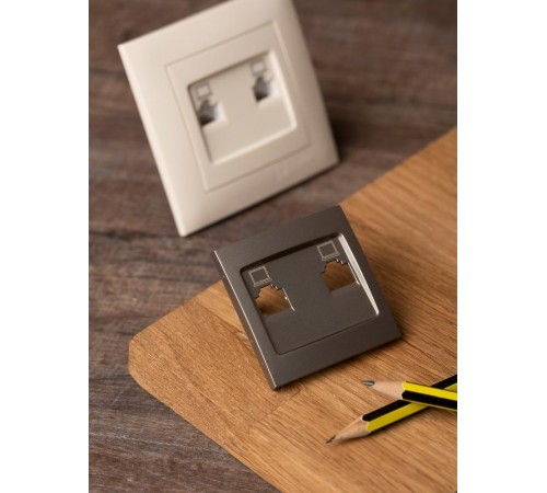 Валенсия лицевая панель розетки RJ-45 2-местная кашемир EKF PROxima   ESK02-L-035-40   EKF