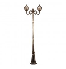 Светильник садово-парковый PL3708 столб круглый 2*60W 230V E27, черное золото  11384  Feron