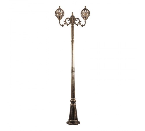 Светильник садово-парковый PL3708 столб круглый 2*60W 230V E27, черное золото  11384  Feron