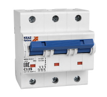 Выключатель автоматический трехполюсный OptiDin BM125 80А D 20кА (BM125-3D80-14ln-УХЛ3)  138602  КЭАЗ