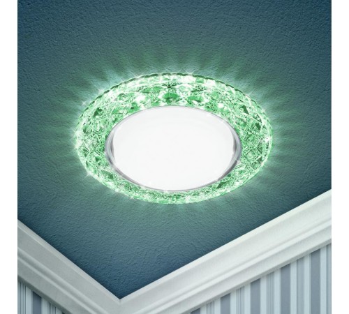 Светильник точечный встраиваемый под лампу DK LD24 15Вт GX53 зеленый с подсветкой  Б0029634  ЭРА
