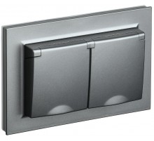 BRITE Розетка 2-ая с крышкой 16А в сб IP44 РСбш12-3-44-БрС сталь  BR-R26-16-44-K46-F  IEK