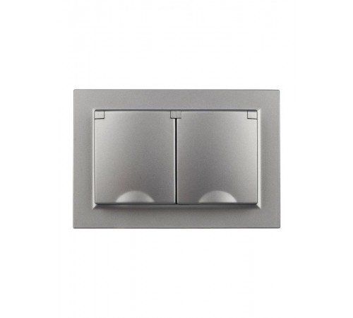 BRITE Розетка 2-ая с крышкой 16А в сб IP44 РСбш12-3-44-БрС сталь  BR-R26-16-44-K46-F  IEK