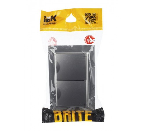 BRITE Розетка 2-ая с крышкой 16А в сб IP44 РСбш12-3-44-БрС сталь  BR-R26-16-44-K46-F  IEK
