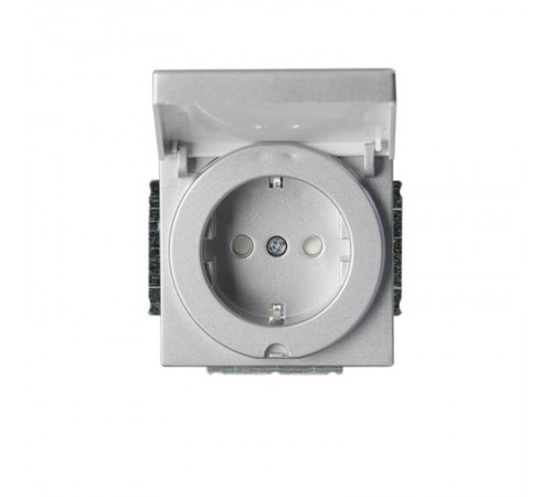 Розетка Shuko 16А 230В IP21/44 с крышкой, Impressivo, алюминий  20EUCK-83   2TKA00000437  ABB