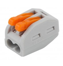 Строительно-монтажная клемма СМК NO-222-18 модель 412 с рычагом 2 отверстия 0.08-2.5мм2 (уп.100шт.)  Б0033392  ЭРА