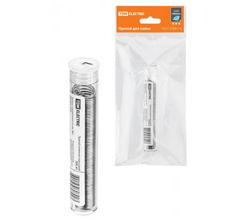 Припой ПОС 61, трубка с канифолью, ГОСТ 21931-76, 1 мм, 16 г, колба, серия "Алмаз"  SQ1025-1603  TDM