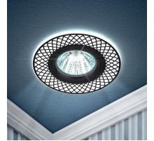 Светильник точечный встраиваемый DK LD42 WH/BK декор cо светодиодной подсветкой MR16, белый/черный  Б0037381  ЭРА