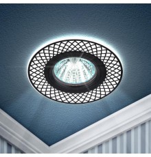 Светильник точечный встраиваемый DK LD42 WH/BK декор cо светодиодной подсветкой MR16, белый/черный  Б0037381  ЭРА