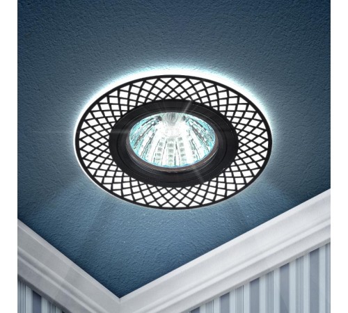 Светильник точечный встраиваемый DK LD42 WH/BK декор cо светодиодной подсветкой MR16, белый/черный  Б0037381  ЭРА