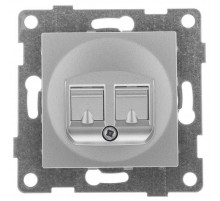 Ugra Розетка компьютерная и телефонная (RJ45, RJ12), СУ, серебро  С11КТ-004  GUSI Electric