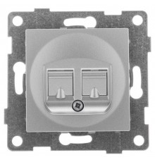 Ugra Розетка компьютерная и телефонная (RJ45, RJ12), СУ, серебро  С11КТ-004  GUSI Electric