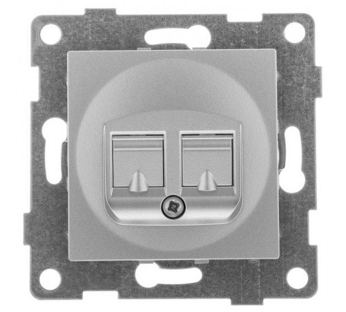 Ugra Розетка компьютерная и телефонная (RJ45, RJ12), СУ, серебро  С11КТ-004  GUSI Electric