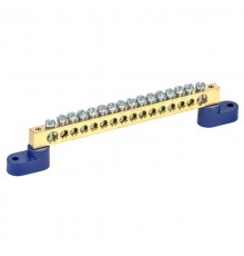 Шина "N" нулевая 8х12 мм на двух угловых синих изоляторах 16 групп  11-2337  REXANT