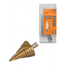 Сверло по металлу ступенчатое, 6-52 мм, 12 ступеней, нитрид., HSS, цилиндр. хв., "Рубин"   SQ1090-0723  TDM