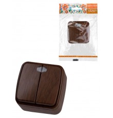 Выключатель 2-кл. открытой установки с подсветкой IP20 10А, венге "Дача" Народная  SQ1824-0044  TDM