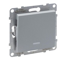 SUNO Переключатель 10АХ 250В с подсветкой. Безвинтовые зажимы. Цвет "Алюминий"  721316  Legrand