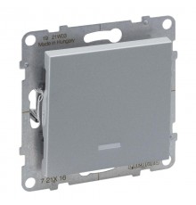 SUNO Переключатель 10АХ 250В с подсветкой. Безвинтовые зажимы. Цвет "Алюминий"  721316  Legrand