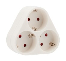 Тройник электрический пирамида 16А с/з белый  11-1069  REXANT