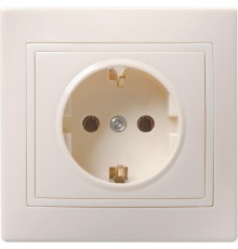 КВАРТА Кремовый Розетка 1-местная с заземлением со шторками 16А РСш10-3-ККм  ERK11-K33-16-DM  GENERICA