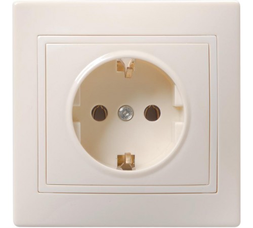 КВАРТА Кремовый Розетка 1-местная с заземлением керамическая 16А РС10-3-Км  ERK11-K33-16-K  GENERICA