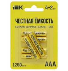 Батарейка щелоч. Alkaline LR03/AAA (4+2шт/блистер) ПРОМО  ABT-LR03-OP-L04-02  IEK